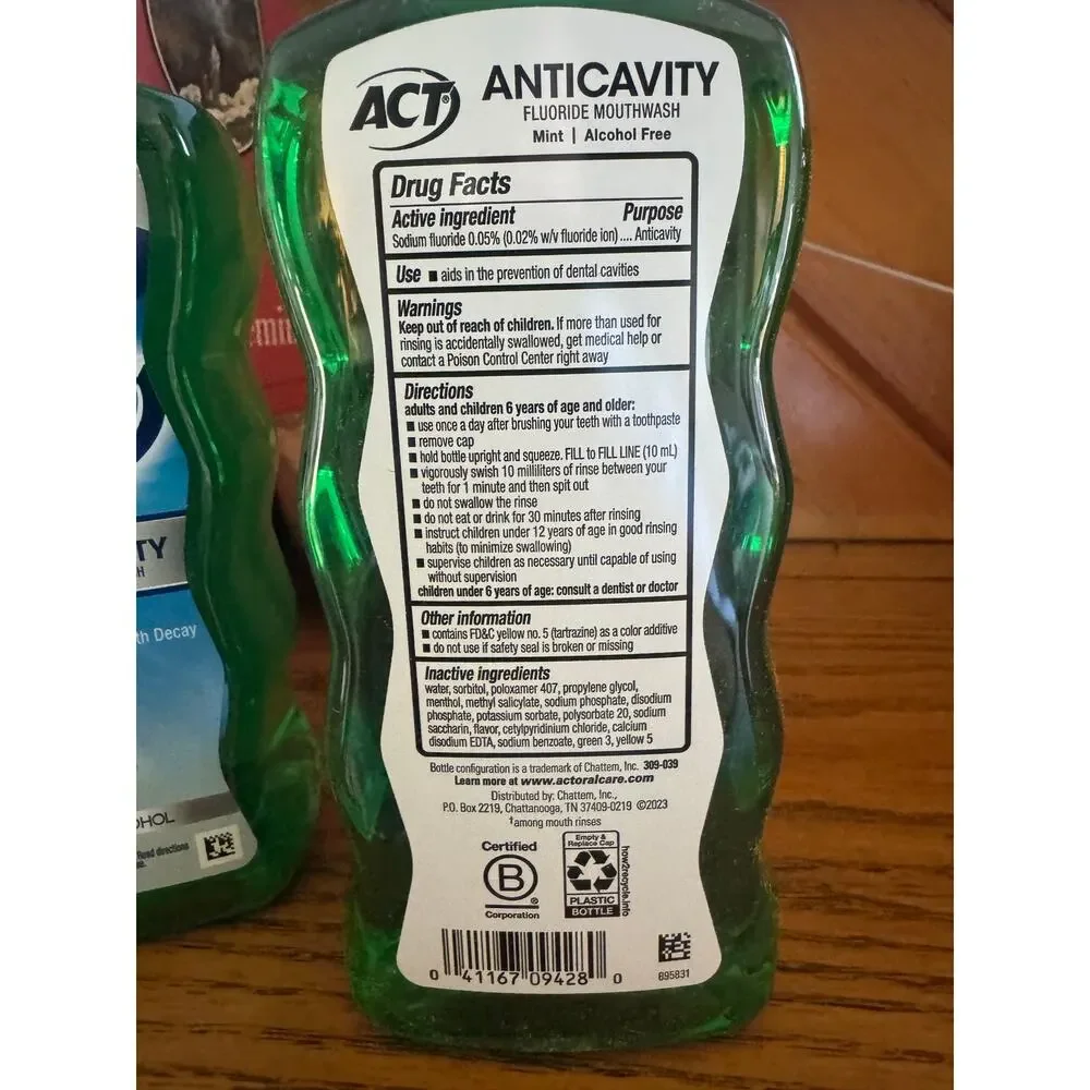 NEW ACT Anticavity Fluoride Mouthwash Alcohol Free 18 oz Lot of 2 (Retail $11)